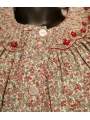 Chemise de nuit smocks en coton finette imprimé petites fleurs rouge