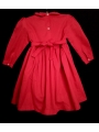Robe smocks manches longues col Pierrot en coton piqué rouge vif