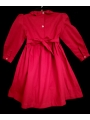 Robe smocks manches longues col Pierrot en coton piqué rouge foncé