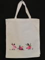 Sac tote bag en coton brodé de danseurs fait main