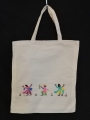 Sac tote bag en coton brodé de danseurs fait main