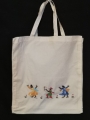 Sac tote bag en coton brodé de danseurs fait main