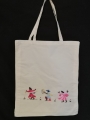 Sac tote bag en coton brodé de danseurs fait main