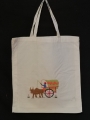 Sac tote bag en coton brodé de charrette fait main