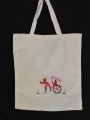 Sac tote bag en coton brodé de pousse-pousse fait main