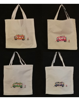 Sac tote bag en coton brodé de Taxi brousse fait main