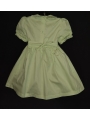 Robe smocks manches ballons col brodé en coton piqué vert anis