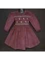 Robe smocks manches longues en velours marron