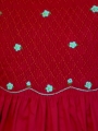 Robe smocks manches ballons col brodé en coton piqué rouge vif