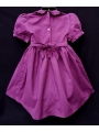 Robe smocks manches ballons col brodé en coton piqué violet