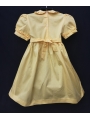 Robe smocks manches ballons col Claudine en coton piqué jaune