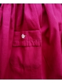 Robe smocks manches ballons col brodé en coton piqué fuchsia