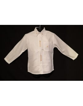 Chemise classique brodée en lin blanc "Aloalo"