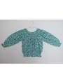 Tunique smocks turquoise en coton imprimé