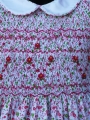Robe smocks manches ballons en coton floral rose vert