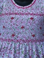 Robe smocks manches volantes en coton floral rose vert