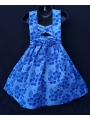 Robe smocks en coton bleu imprimé hibiscus