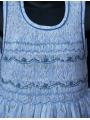 Robe smocks en coton blanc motif floral bleu ciel