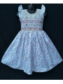 Robe smocks manches volantes en coton floral multicolore