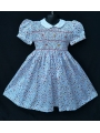 Robe smocks manches ballons en coton floral multicolore