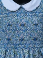 Robe smocks manches ballons en coton floral Bleu ciel
