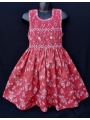 Robe smocks sans manches en coton rouge imprimé