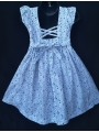 Robe smocks mini manches en coton fleur bleu