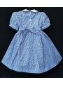 Robe smocks manches ballons en coton petites fleurs bleues