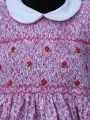  Robe smocks manches ballons en coton petites fleurs roses