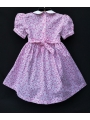  Robe smocks manches ballons en coton petites fleurs roses