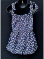 Combi short smocks en coton bleu imprimé floral