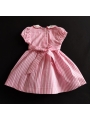Robe smocks en coton imprimé rayure rose pour poupon  42 cm