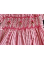 Robe smocks en coton imprimé rayure rose pour poupon  42 cm