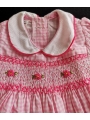Robe smocks en coton imprimé vichy rose pour poupon  42 cm