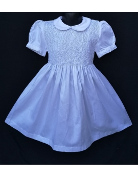 Robe smocks blancs  en coton piqué blanc