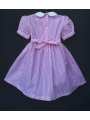 Robe smocks manches ballons en coton rayé rose