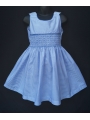 Robe smocks sans manches en coton rayure bleu ciel