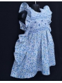 Robe smocks manches volantes en coton liberty bleu ciel