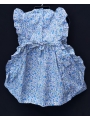 Robe smocks manches volantes en coton liberty bleu ciel