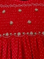  Robe smocks manches volantes en coton rouge à pois