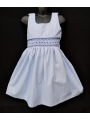 Robe smocks sans manches en coton bleu ciel