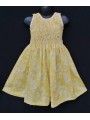 Robe smocks sans manches en coton jaune imprimé