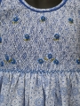 Robe smocks sans manches en coton imprimé bleu