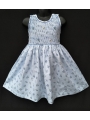 Robe smocks sans manches en coton bleu ciel imprimé