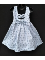 Robe smocks sans manches en coton bleu ciel imprimé