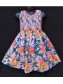 Robe smocks sans manches en coton imprimé multicolore