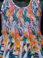 Robe smocks sans manches en coton imprimé multicolore
