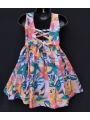 Robe smocks sans manches en coton imprimé multicolore
