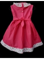 Robe smocks sans manches en coton rose bordure fleurie