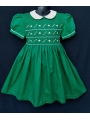 Robe smocks manches ballons  en coton piqué vert